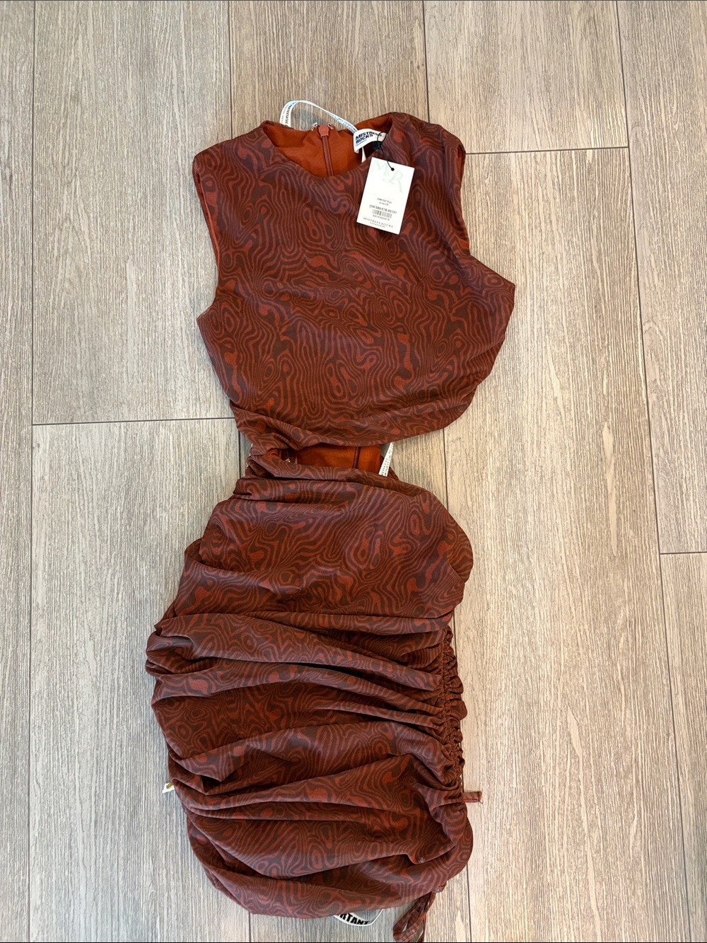 NWT Ruched Cutout Mini Dress in Rich Brown -Mistress Rocks by CB Small